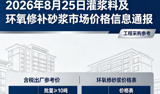 洪洞2026年8月25日灌浆料及环氧修补砂浆市场价格信息通报